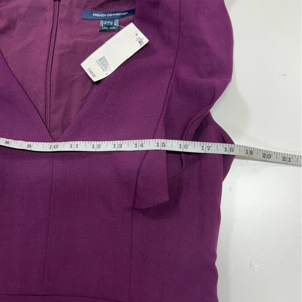 French Connection Whisper Ruffle V-Neck Dress Purple Size 10 New With Tags - Picture 7 of 14